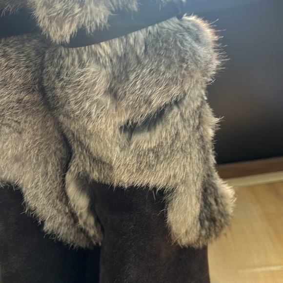 MONCLER Brown suede wedge natural fur bootie 38 - Picture 9 of 11